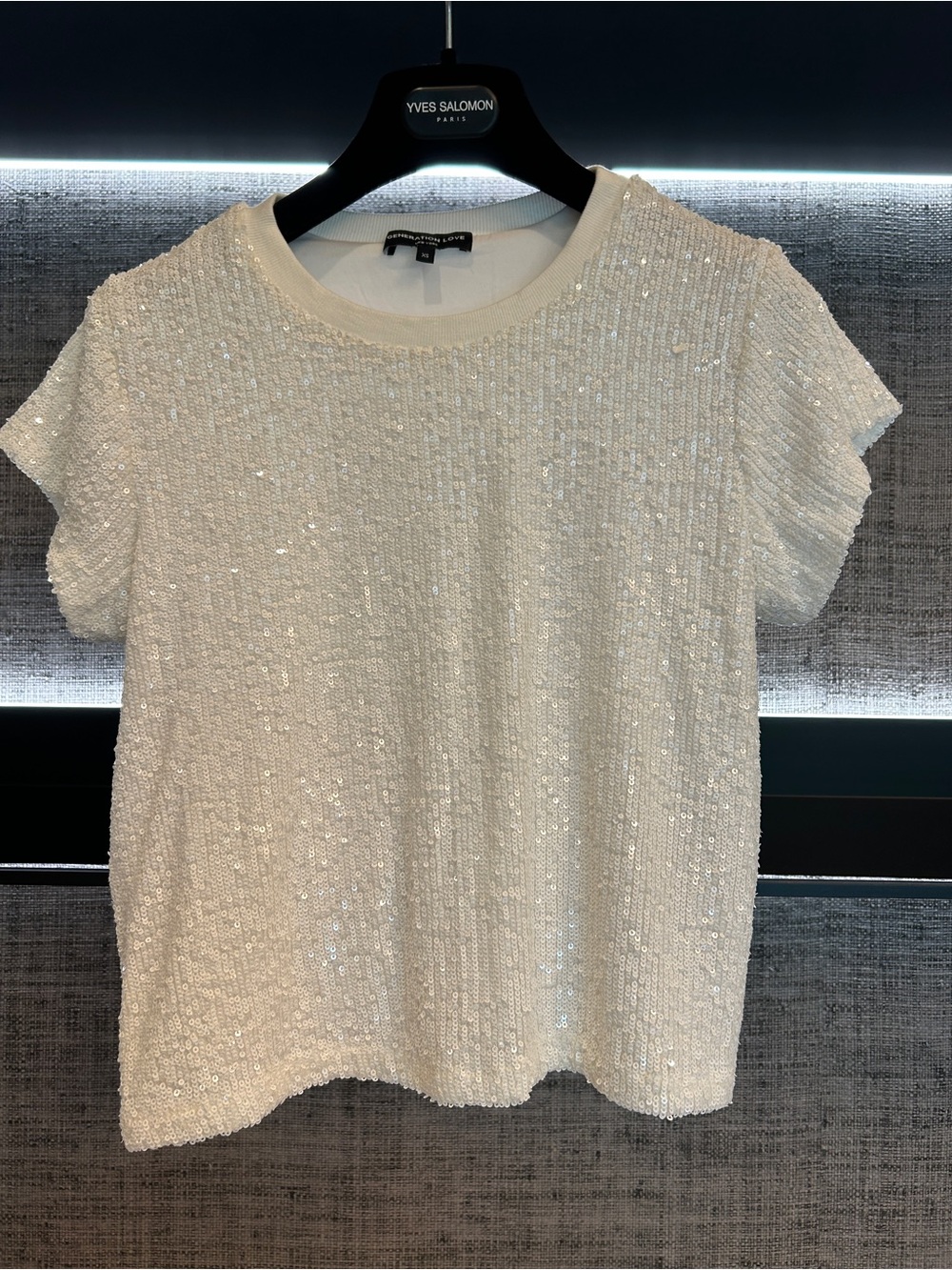 Generation Love White Sequin Tee; size XS